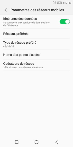 Activer ou désactiver Itinérance des données