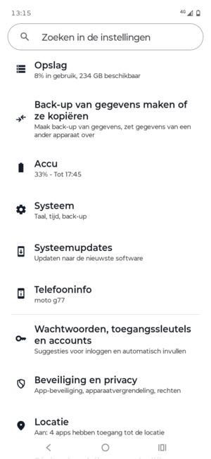 Scroll naar en selecteer Systeemupdates
