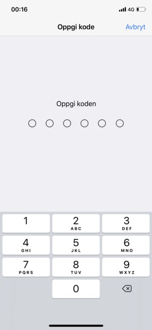 Skriv inn Sikkerhetskode hvis dette er aktivert på telefonen din