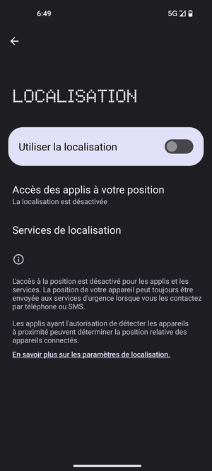 Désactiver le Utiliser la localisation