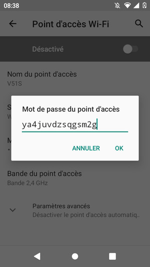 Saisissez un mot de passe de hotspot Wi-Fi d'au moins 8 caractères et sélectionnez OK