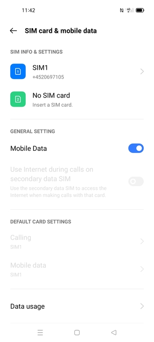 Select SIM1 or SIM2