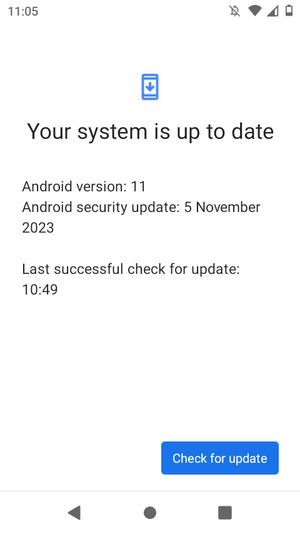 If your phone is up to date, you will see the following screen
