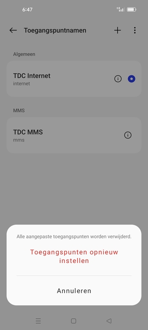 Selecteer Toegangspunten opnieuw instellen