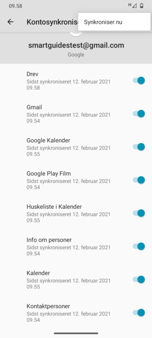 Vælg Synkroniser nu