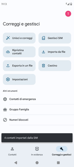 I tuoi contatti verranno salvati sul tuo account Google, e salvati sul tuo telefono la prossima volta che Google sarà sincronizzato.
