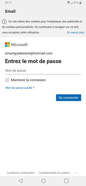 Saisissez votre mot de passe et sélectionnez Se connecter