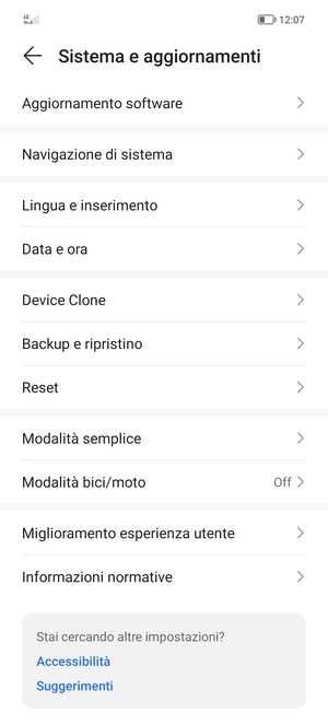 Seleziona Aggiornamento software