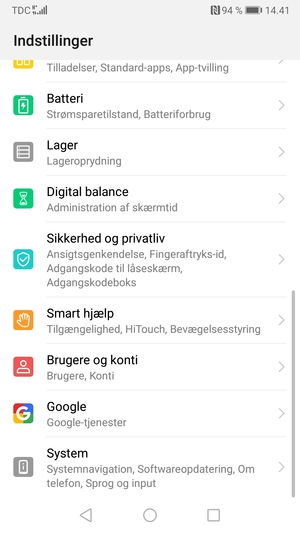 Scroll til og vælg System
