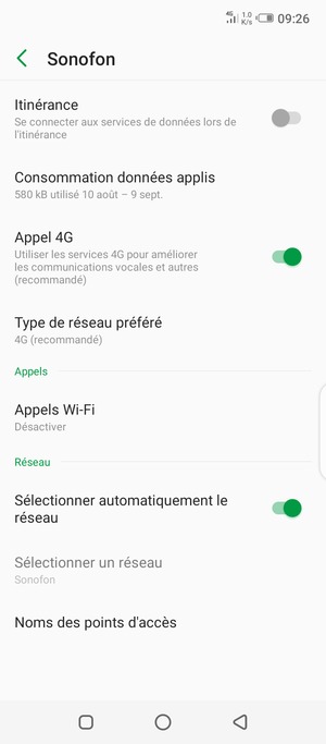 Sélectionnez Noms des points d'accès