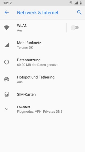 Wählen Sie Mobilfunknetz