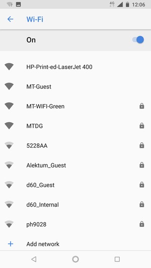 Select the wireless network you want to connect to