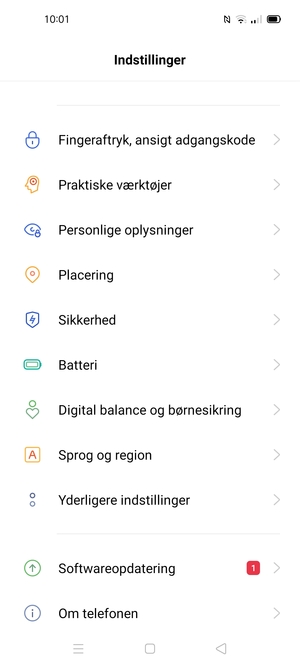 For at aktivere din skærmlås, gå til menuen Indstillinger og vælg Fingeraftryk, ansigt adgangskode