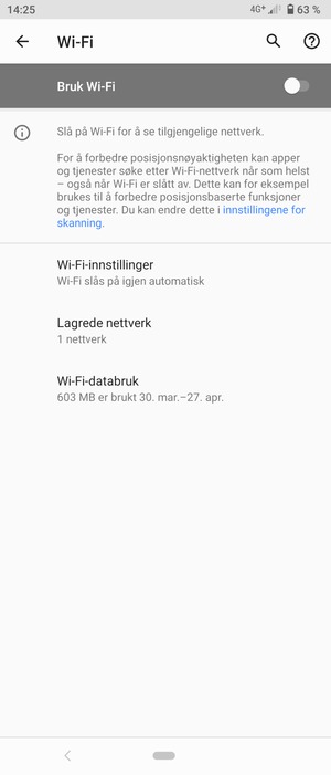 Slå på Bruk Wi-Fi