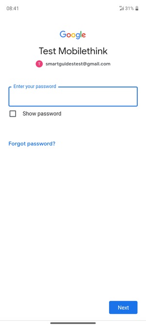 Enter your password and select Next