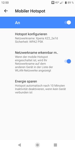 Ihr Handy ist jetzt für die Verwendung als Modem eingerichtet