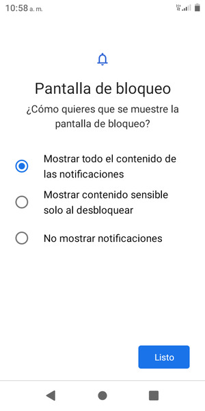 Seleccione la opción Listo