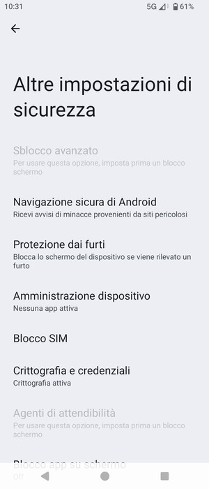 Seleziona Blocco SIM