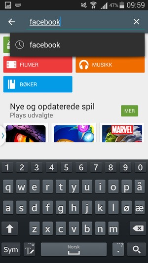 Skriv inn applikasjonsnavnet og velg Søk