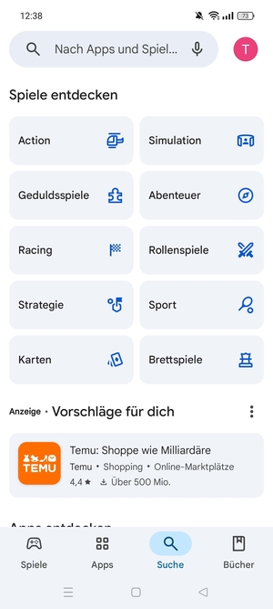 Wählen Sie die Suchleiste