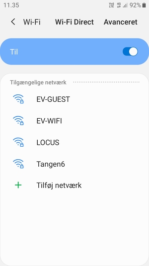 Vælg det trådløse netværk, du ønsker at oprette forbindelse til