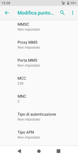 Scorri verso il basso e inserisci le informazioni di internet