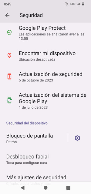El teléfono ha sido asegurado con un bloqueo de pantalla