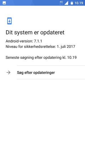 Hvis din telefon er opdateret, vil du se følgende skærmbillede