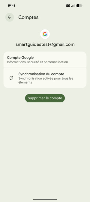 Sélectionnez Synchronisation du compte