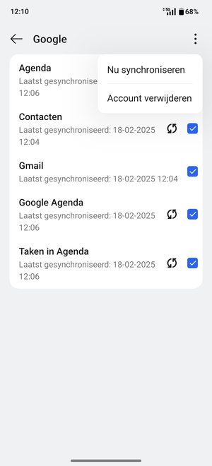 Selecteer Nu synchroniseren