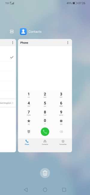 Select the Delete  icon to close all running apps