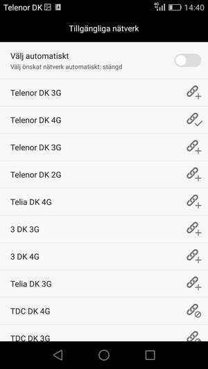 Välj en nätverksoperatör från listan