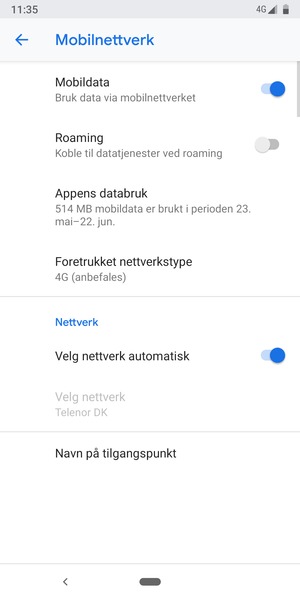 Velg Foretrukket nettverkstype