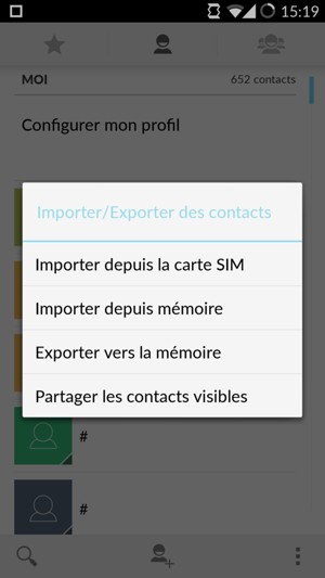 Sélectionnez Importer depuis la carte SIM