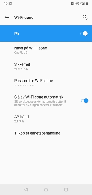 Telefonen din er konfigurert for bruk som et modem