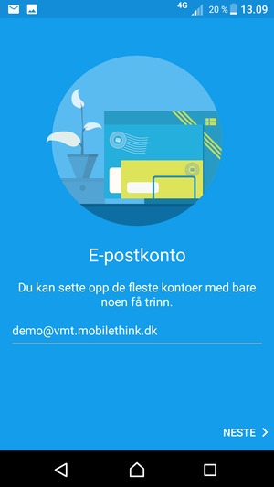 Skriv inn e-postadresse og velg NESTE