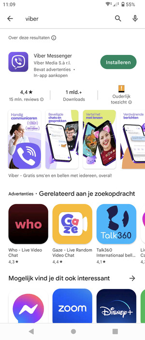 Selecteer de app