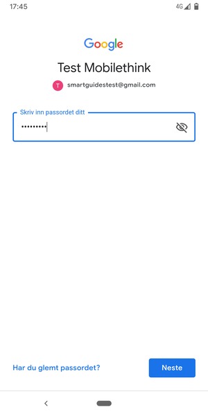 Skriv inn passord og velg Neste