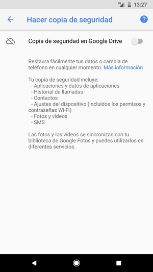 Active Copia de seguridad en Google Drive