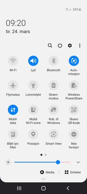 Velg Lyd for å bytte til vibrasjonsmodus