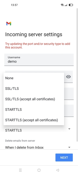 Select None and NEXT
