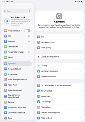 Selecteer Algemeen en Software-update