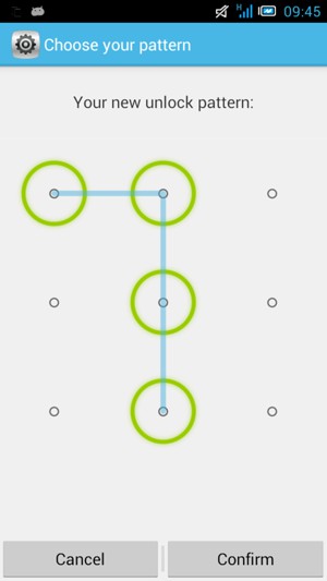 Draw the unlock pattern again and select Confirm