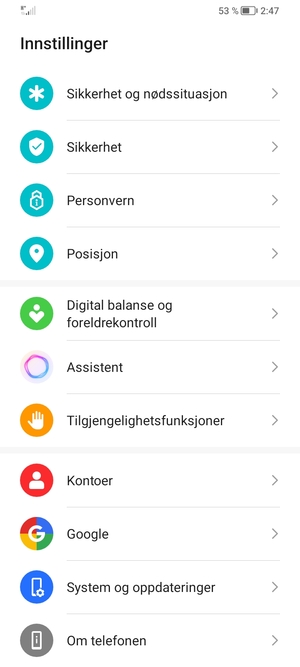 Bla til og velg System og oppdateringer
