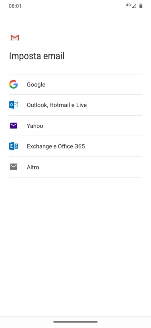 Seleziona Exchange e Office 365