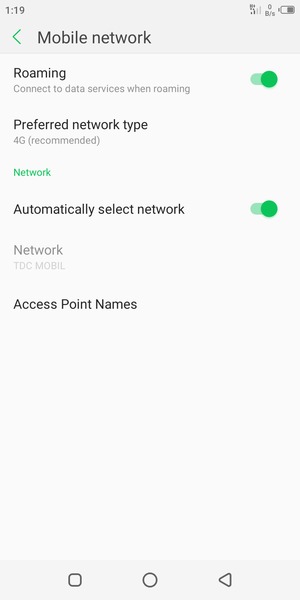 Turn Roaming on or off