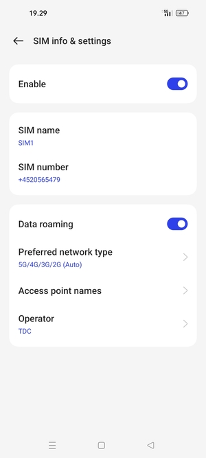 Turn Data roaming on or off