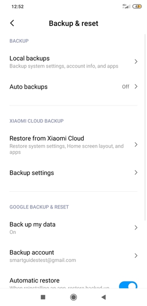 Select Backup account
