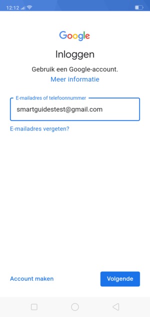 Voer uw Gmail adres in en selecteer Volgende