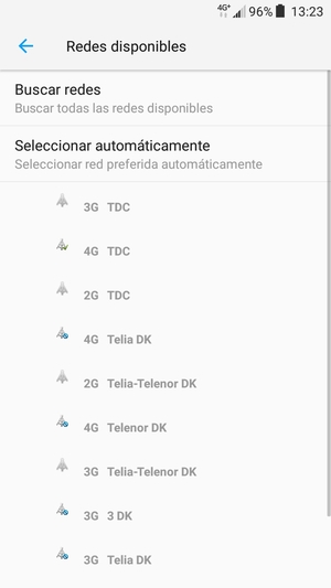 Seleccione un operador de red de la lista